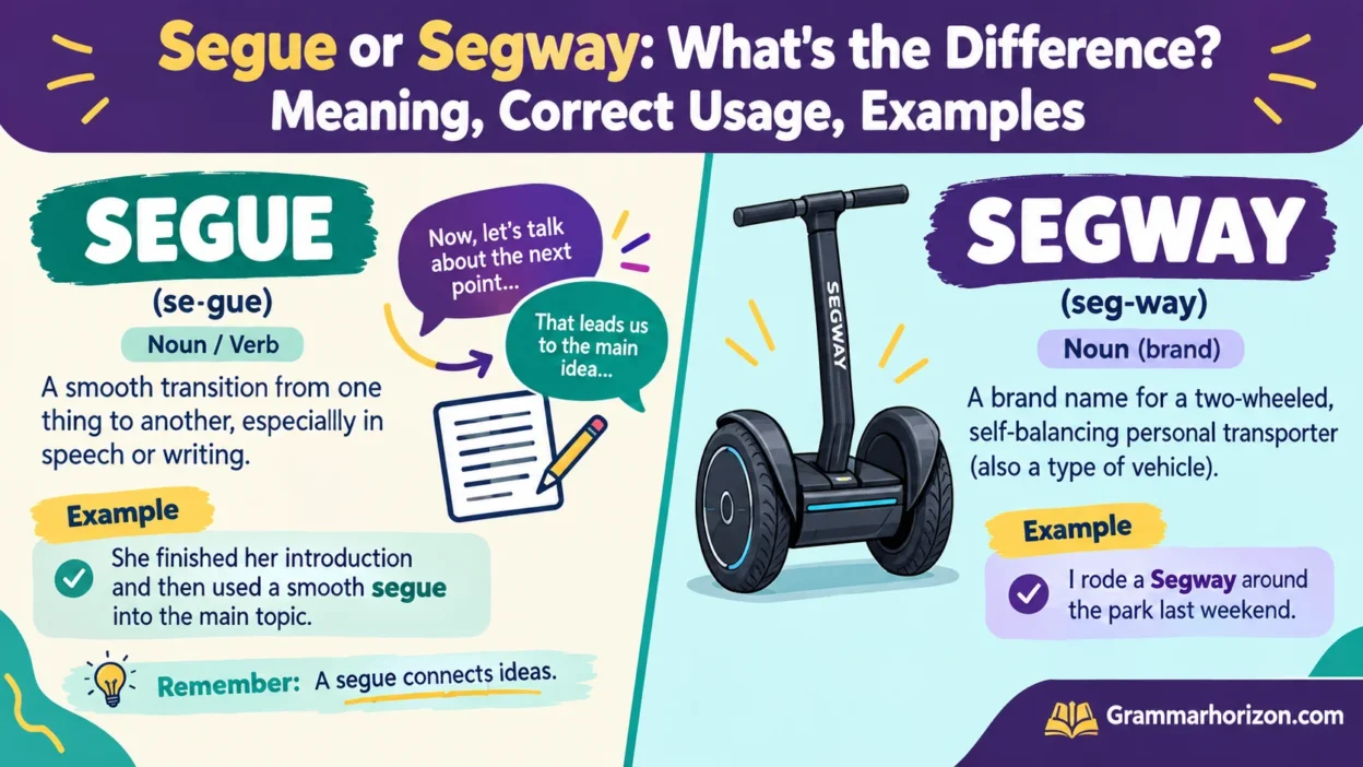 Segue or Segway: What's the Difference? Meaning, Correct Usage, Examples
