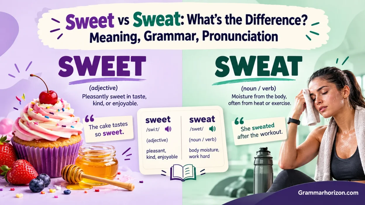 Sweet vs Sweat: What's the Difference? Meaning, Grammar, Pronunciation