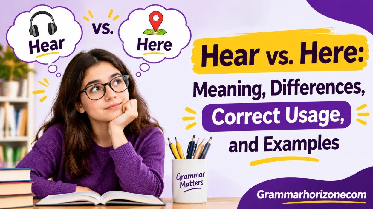 Hear vs. Here: Meaning, Differences, Correct Usage, and Examples
